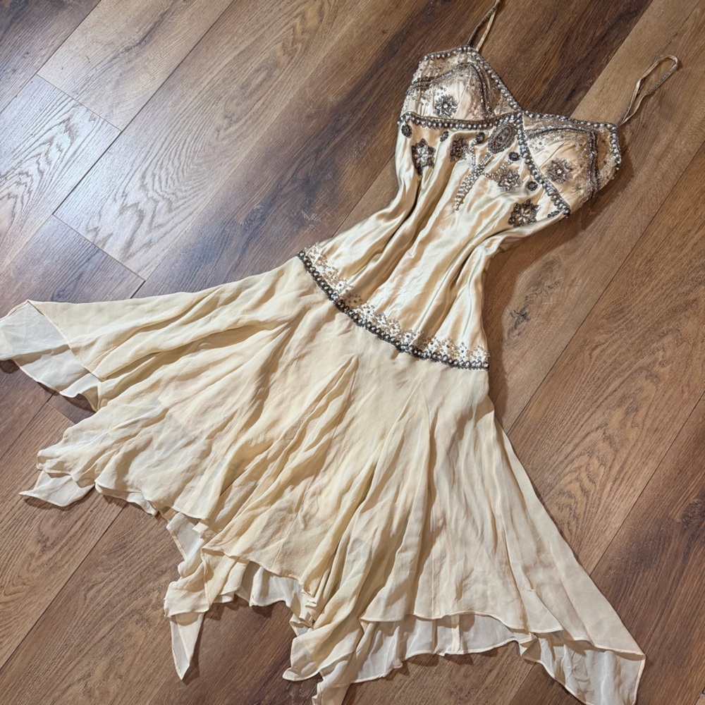Vintage 100% Silk Beaded Dress Vintage Beaded Dress Y2K Sue Wong Dress Fairy